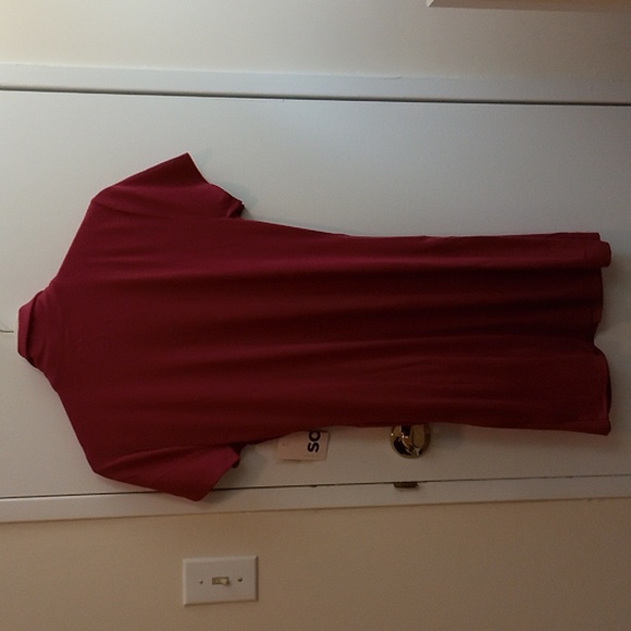 SO Goods For Life Mesa Red Short Sleeve Shirred Dress Size M - Picture 5 of 5